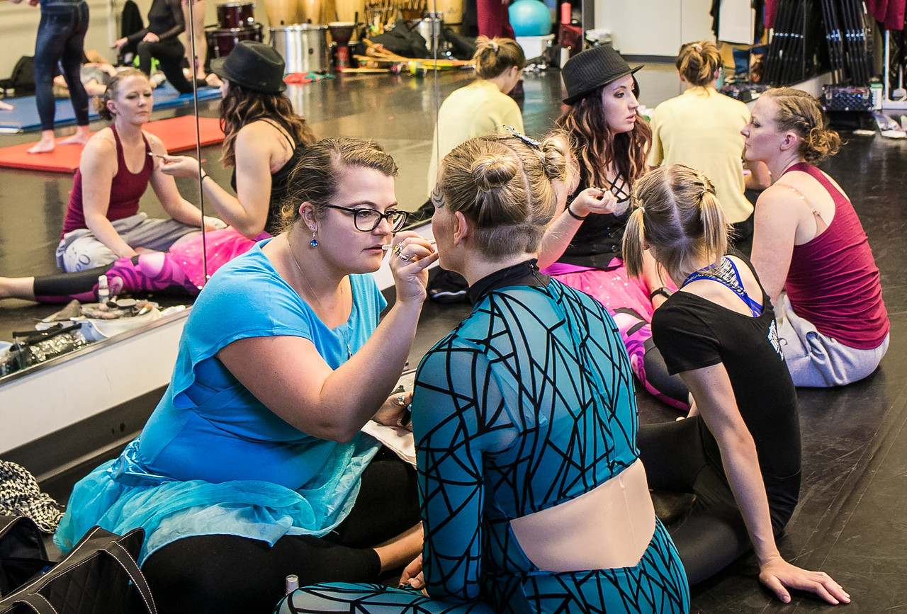 Backstage at a student showcase