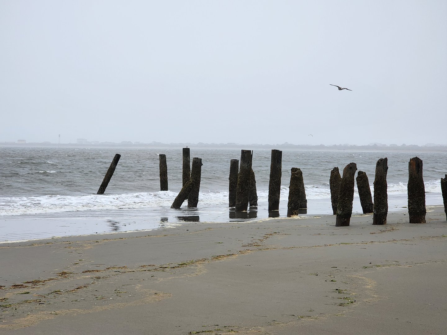 An old washed-out dock on the ocean