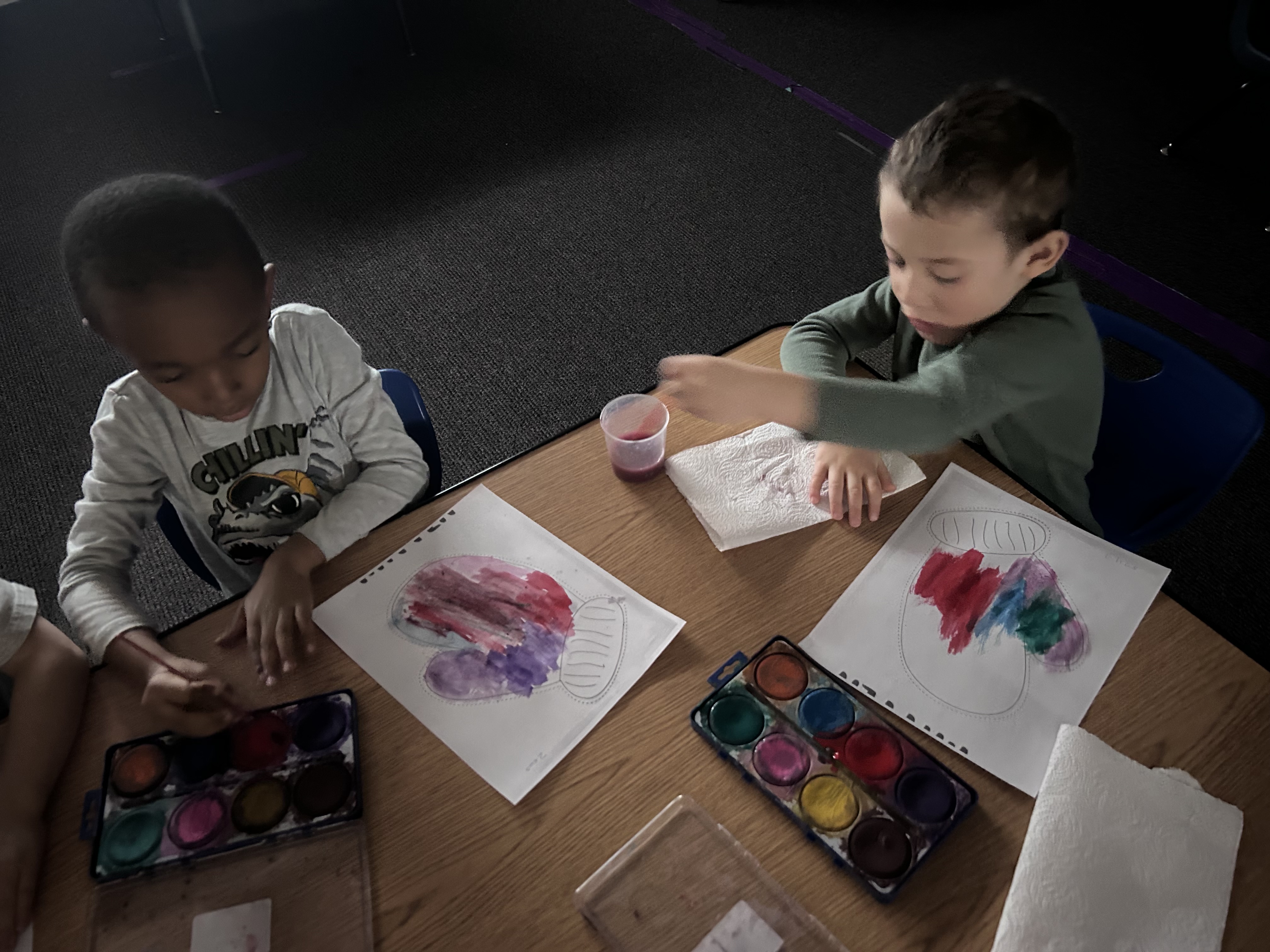 Pre-K doing art project